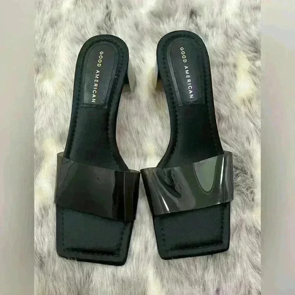 Good American Slide Block Heel Ombre black sz 8 - Picture 2 of 8